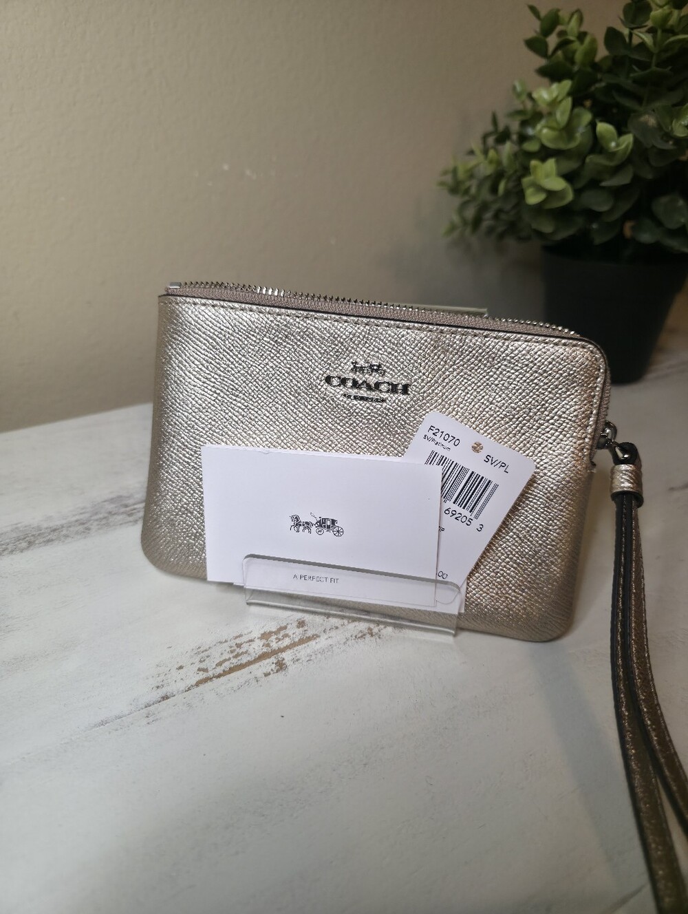 Coach Gold Metallic Wristlet